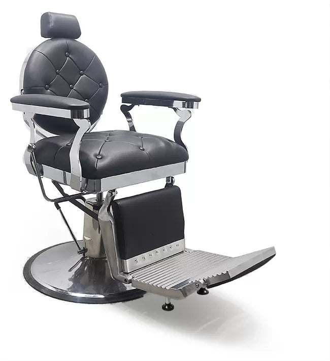 Fauteuil Barber CYRIUS Chrome - Noir, Pompe Hydraulique