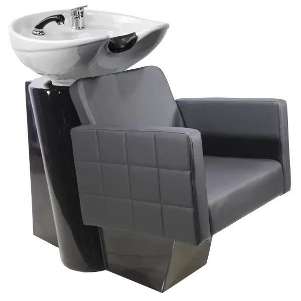 Fauteuil Bac de Lavage CAPRI - Noir, Cuvette Céramique Blanche