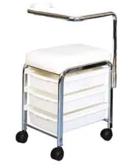 Tabouret Manisit 3 Tiroirs +Tablette Blanc