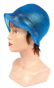 Bonnet silicone bleu pour mêches avec crochet