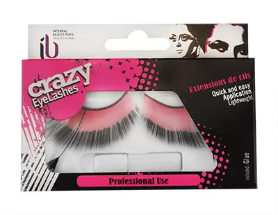 Crazy Feather False Eyelashes Pink+Black X2 With Glue