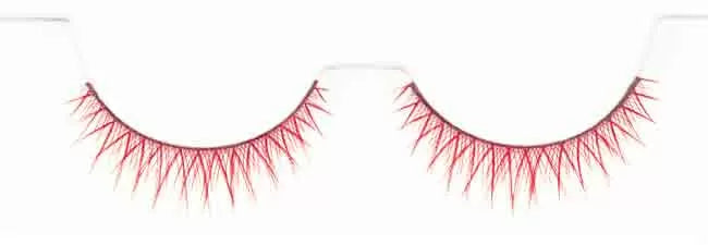 RED COLORED FALSE EYELASHES x2 WITH GLUE