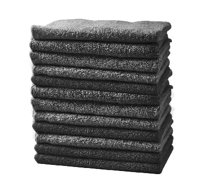 Serviettes Techniques Noires - Lot de 12, 30 x 50 cm, 100% Coton