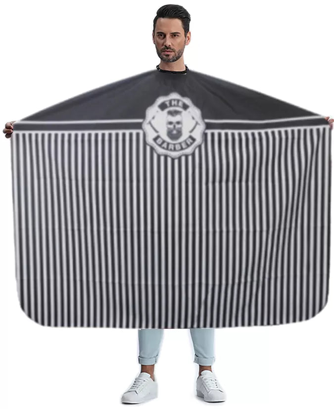 Maxi Cape Salon de Coiffure Barber - Gris Rayé, 160 x 140 cm