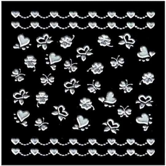 Décor Ongles Argent Coeurs Xts138 - IB