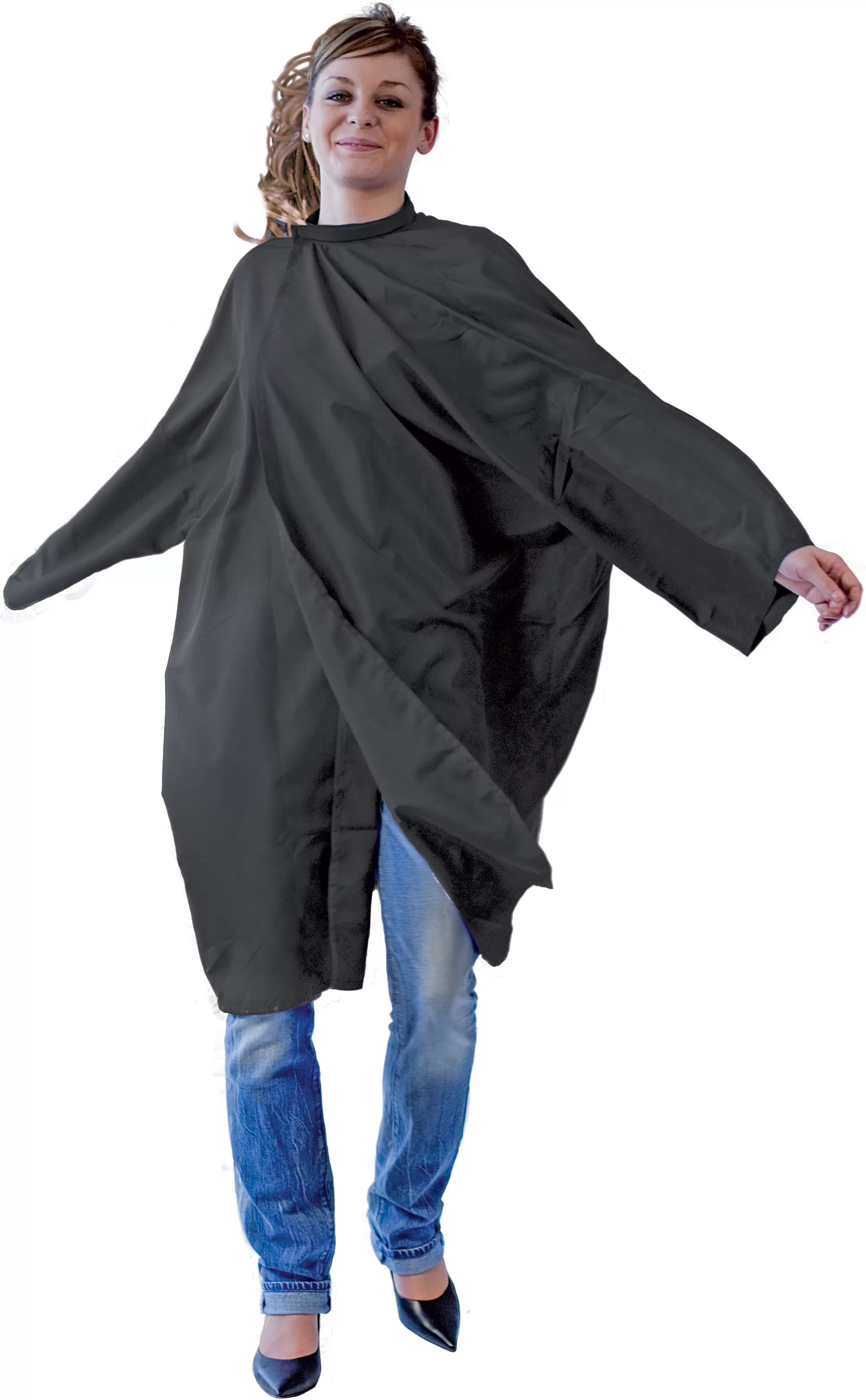 Peignoir Fany Polytex Soft Noir Avec Manche+Velcro