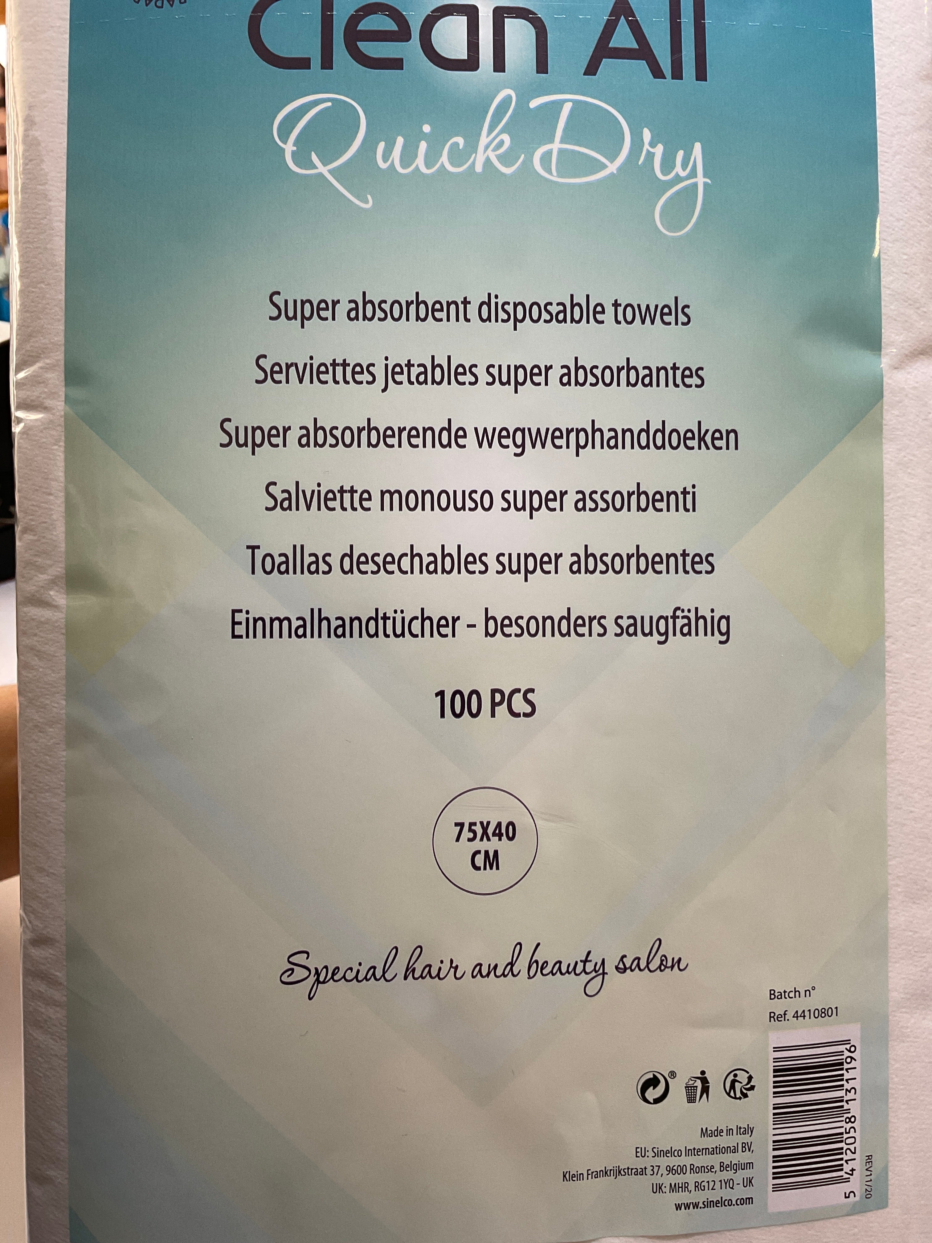 Clean All Quick Dry Serviettes Jetables 100 pièces