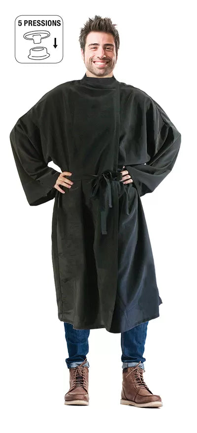 Peignoir Salon de Coiffure NEWIX Microfibre - Noir, Fermeture 5 Clips