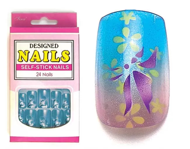 X24 Orkis Blue-Mauve-Yellow False Nails - IB