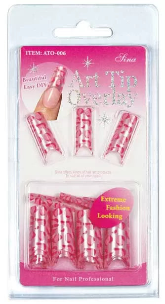 Overlay-Tip X24 Silver-Red-Pink False Nails - IB