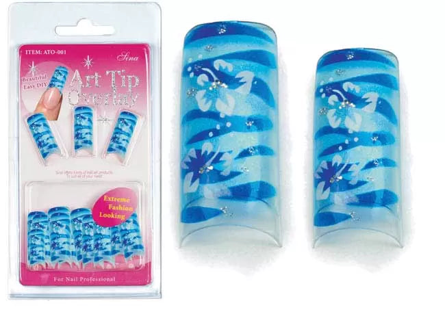 Overlay-Tip X20 Blue Floral False Nails - IB
