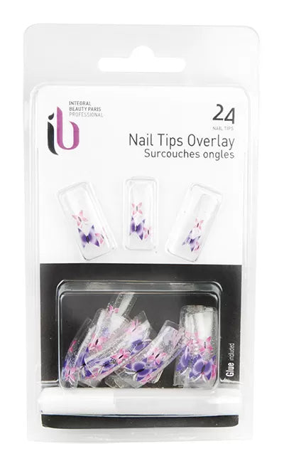Overlay-Tip X20 Blue Red Flower False Nails - IB