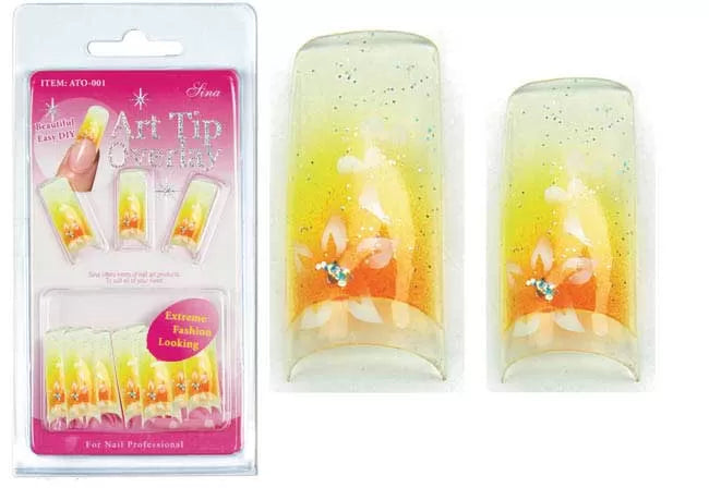 Overlay-Tip X20 Blue Yellow Flower False Nails - IB