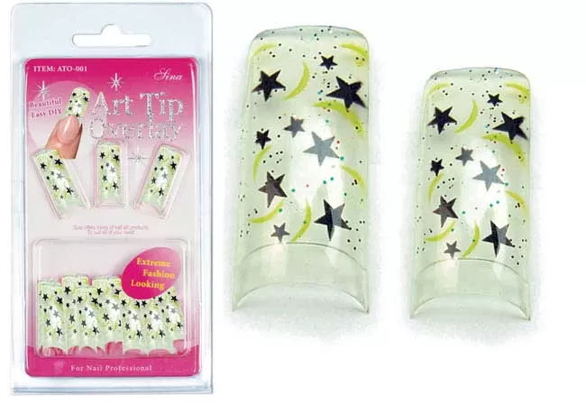 Overlay-Tip X20 White Star.Black False Nails - IB