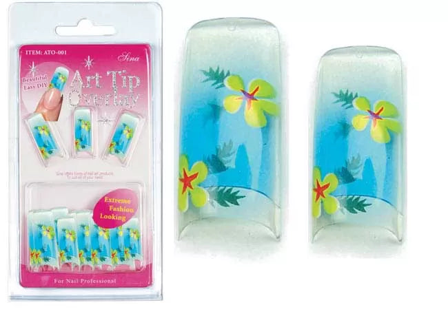 Overlay-Tip X20 Blue Yellow Flower False Nails - IB
