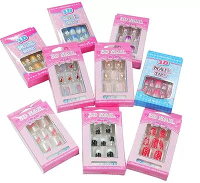 Fake Nails x24 3D Blue Flower - IB