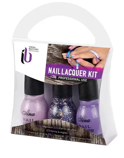 Glitter Nail Polish Kit. Mauve 3 bottles 14ml - IB