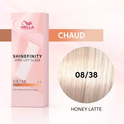 Shinefinity hair color 08/38 honey latte Tub 60 ml